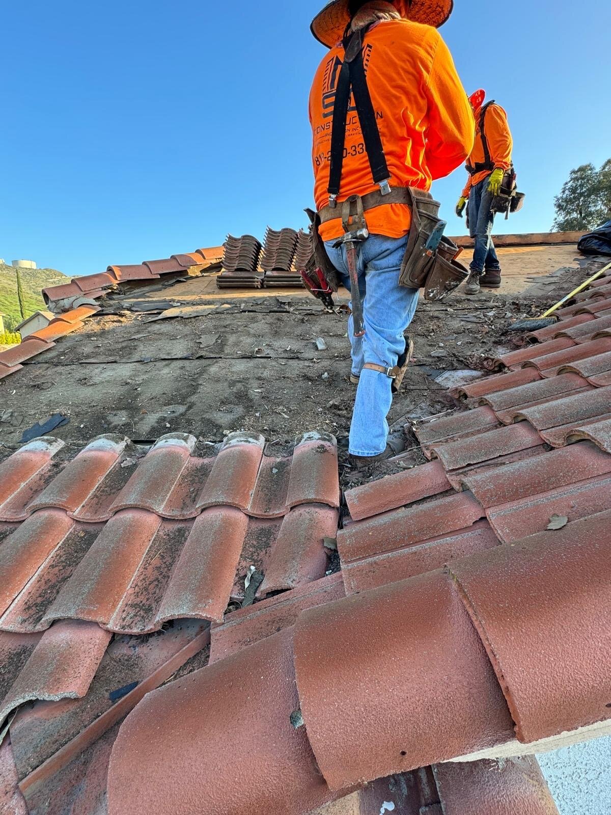 Tile roof tear-off