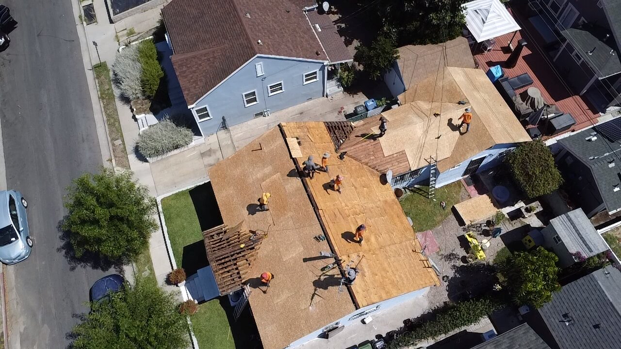 New roof deck and sheathing installation