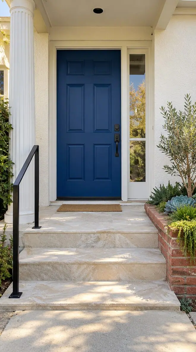 After: refreshed entrance with new steps and railing