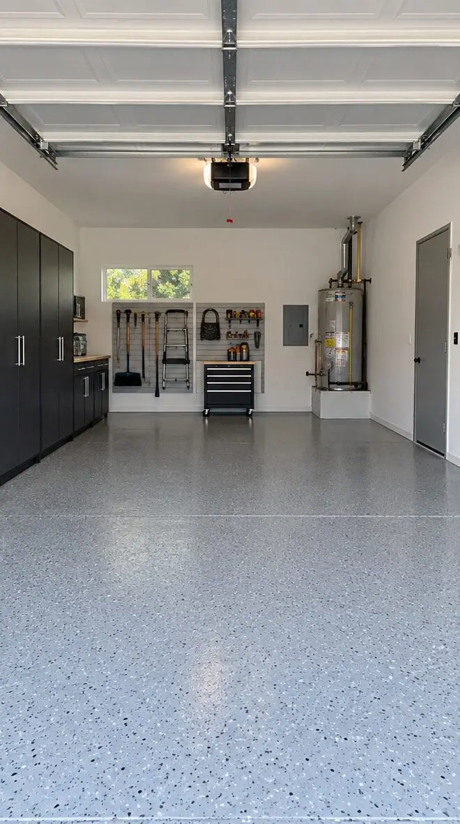 After: garage floor with new epoxy coating