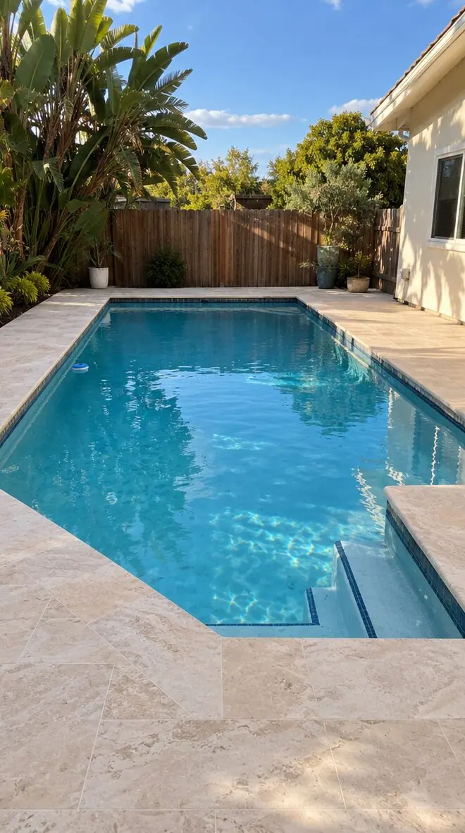 After: new stone-paver pool deck
