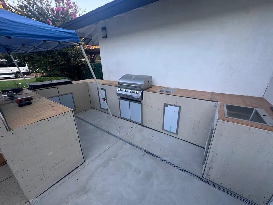 Outdoor kitchen build with built-in grill