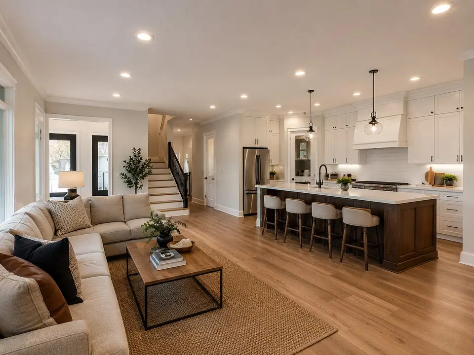 Open-concept kitchen and living room remodel