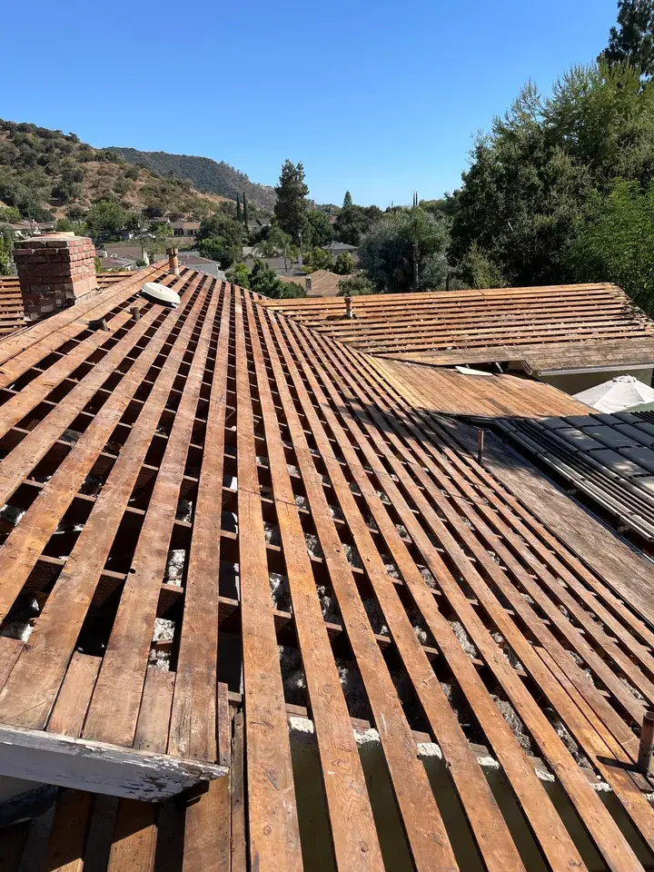 Roof deck exposed during a leak repair